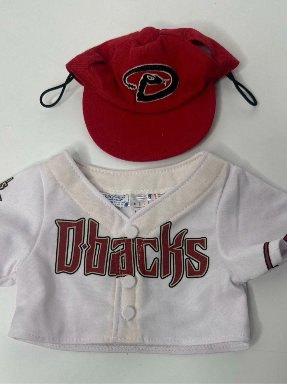 Build a Bear Arizona Dbacks cap & jersey White & Red Chest-Logo Baseball Top